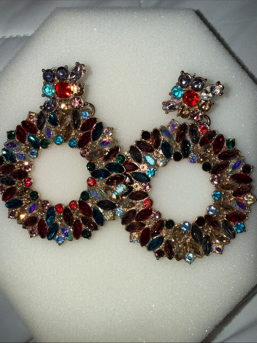 Multicolor Crystal Hoop Statement Earrings